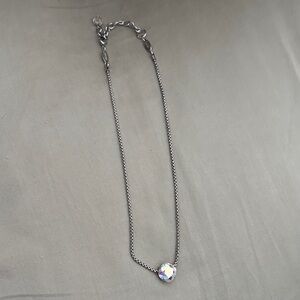 Sabika Silver Necklace with Iridescent Pendant